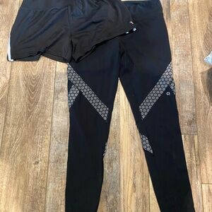 Black athletic Leggings and shorts